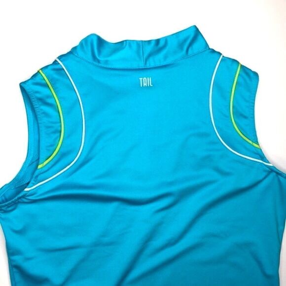 TAIL Sleeveless Athletic Workout  Top, Turquoise with Green White Edging, SZ (S) - Picture 7 of 9
